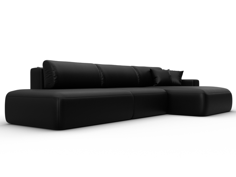 Диван угловой Лига-036 НПБ Модерн Лонг правый угол, Экокожа, GRIFON 18 черный