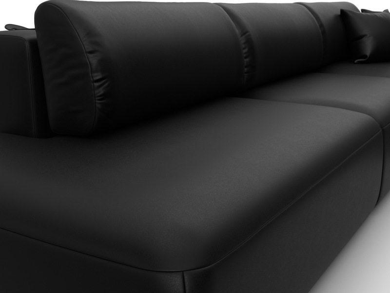 Диван угловой Лига-036 НПБ Модерн Лонг правый угол, Экокожа, GRIFON 18 черный