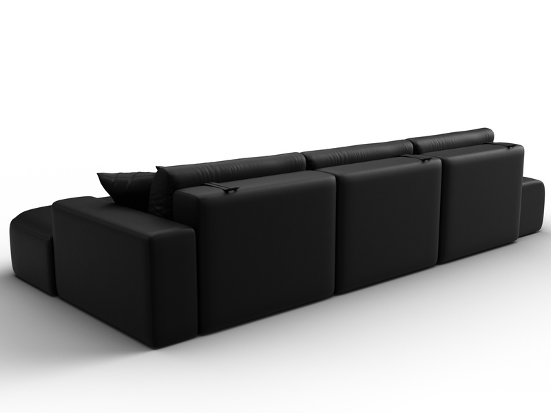 Диван угловой Лига-036 НПБ Модерн Лонг правый угол, Экокожа, GRIFON 18 черный