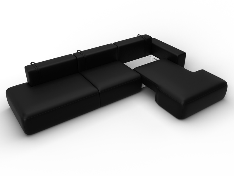 Диван угловой Лига-036 НПБ Модерн Лонг правый угол, Экокожа, GRIFON 18 черный