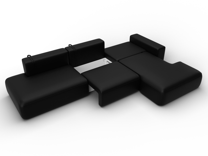 Диван угловой Лига-036 НПБ Модерн Лонг правый угол, Экокожа, GRIFON 18 черный