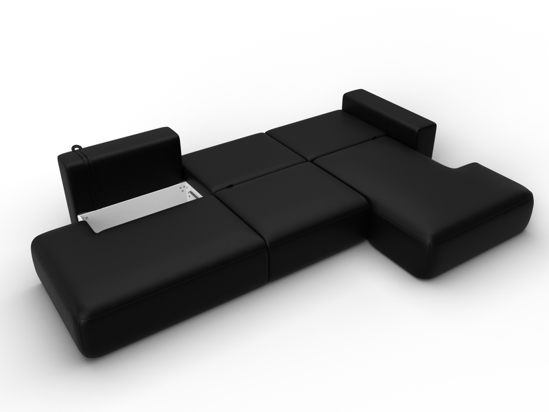 Диван угловой Лига-036 НПБ Модерн Лонг правый угол, Экокожа, GRIFON 18 черный
