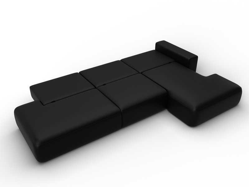 Диван угловой Лига-036 НПБ Модерн Лонг правый угол, Экокожа, GRIFON 18 черный