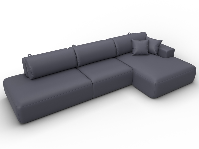 Диван угловой Лига-036 НПБ Модерн Лонг правый угол, Экокожа, GRIFON 15 серый