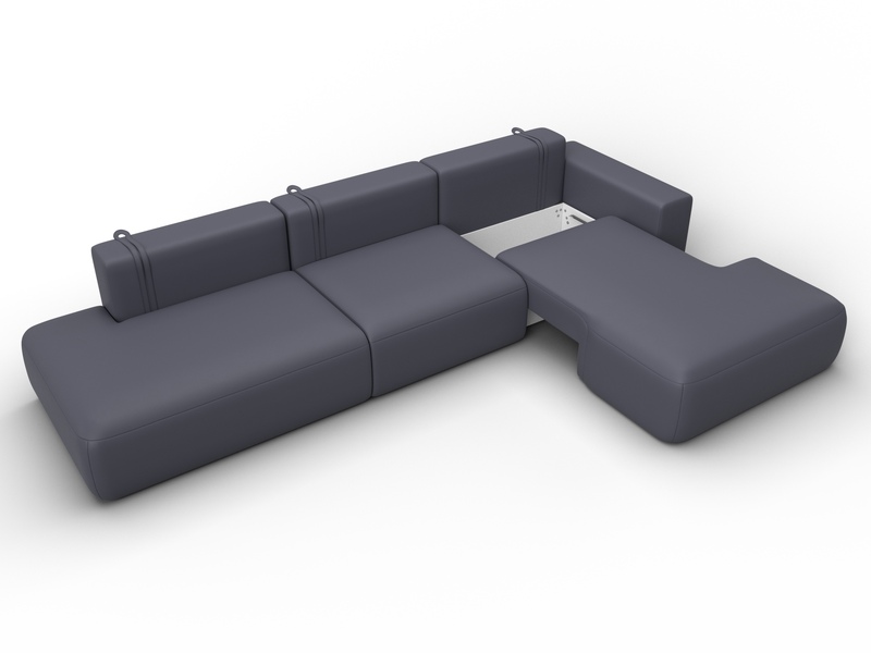 Диван угловой Лига-036 НПБ Модерн Лонг правый угол, Экокожа, GRIFON 15 серый
