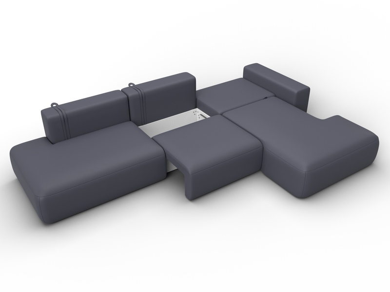 Диван угловой Лига-036 НПБ Модерн Лонг правый угол, Экокожа, GRIFON 15 серый