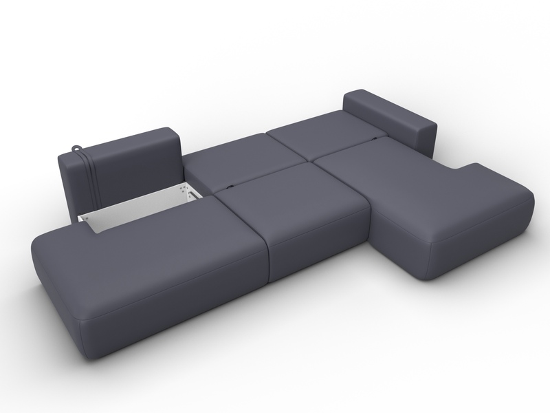 Диван угловой Лига-036 НПБ Модерн Лонг правый угол, Экокожа, GRIFON 15 серый