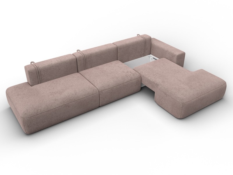 Диван угловой Лига-036 НПБ Модерн Лонг правый угол, Велюр, TOWER 05 бежевый