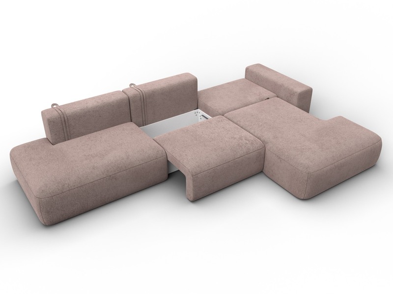 Диван угловой Лига-036 НПБ Модерн Лонг правый угол, Велюр, TOWER 05 бежевый