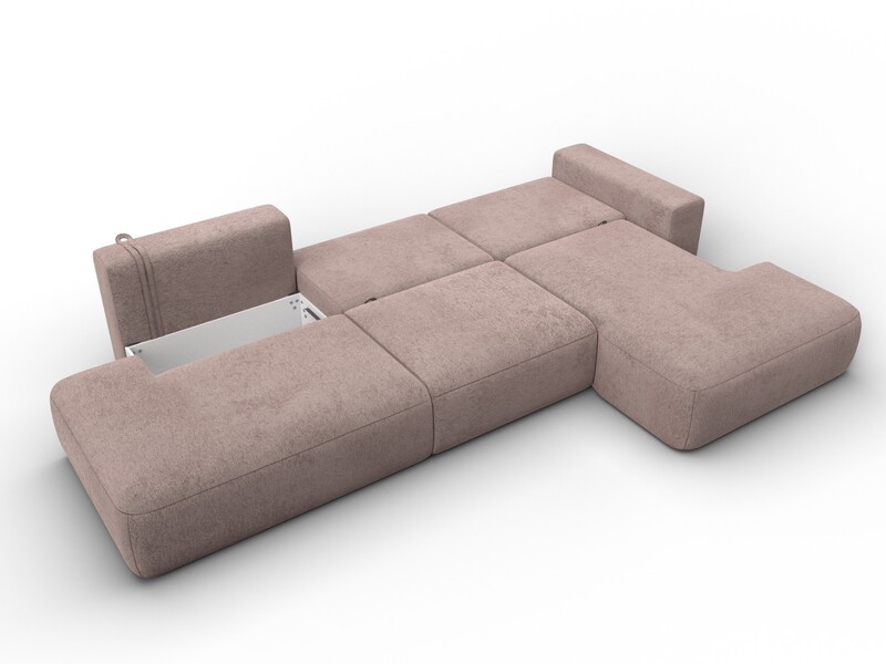 Диван угловой Лига-036 НПБ Модерн Лонг правый угол, Велюр, TOWER 05 бежевый