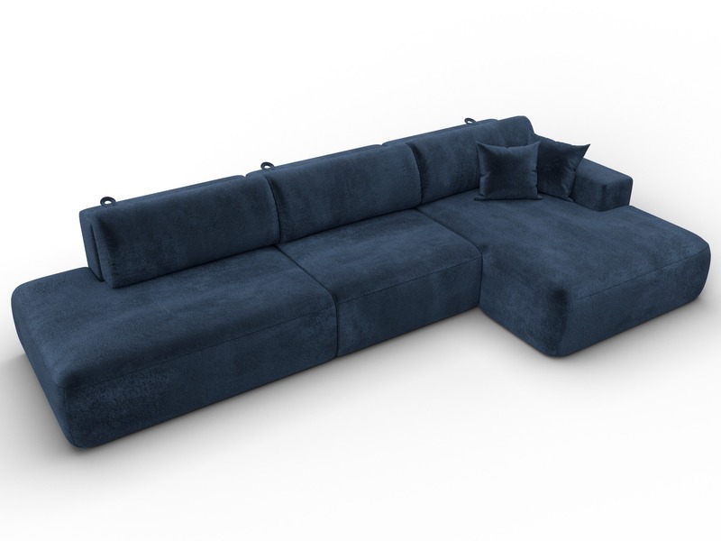 Диван угловой Лига-036 НПБ Модерн Лонг правый угол, Велюр, TOWER 13 синий