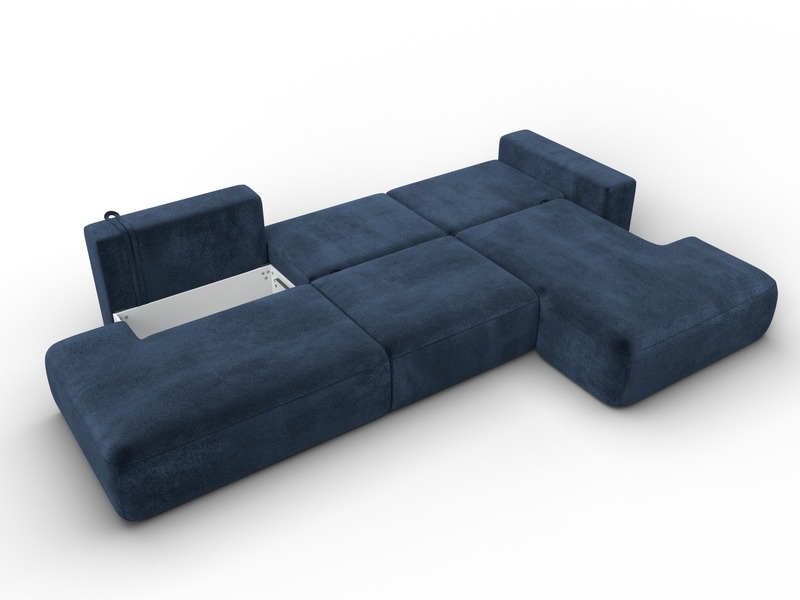 Диван угловой Лига-036 НПБ Модерн Лонг правый угол, Велюр, TOWER 13 синий