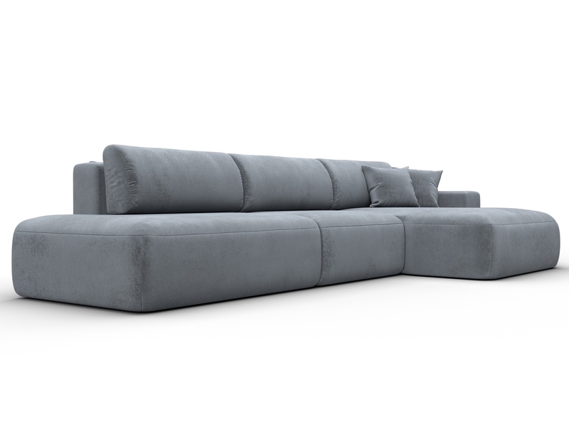 Диван угловой Лига-036 НПБ Модерн Лонг правый угол, Велюр, TOWER 10 серый