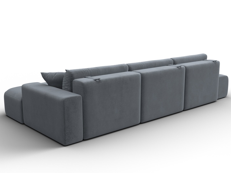 Диван угловой Лига-036 НПБ Модерн Лонг правый угол, Велюр, TOWER 10 серый