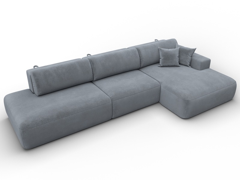 Диван угловой Лига-036 НПБ Модерн Лонг правый угол, Велюр, TOWER 10 серый