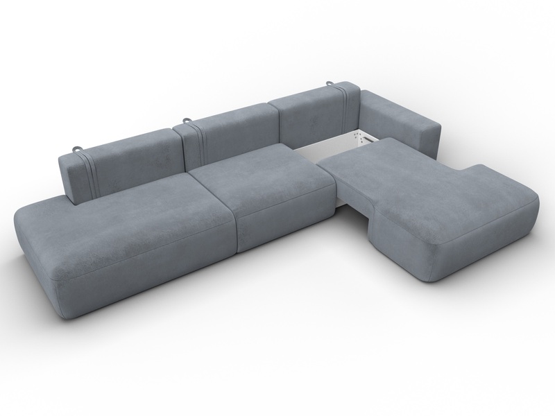 Диван угловой Лига-036 НПБ Модерн Лонг правый угол, Велюр, TOWER 10 серый