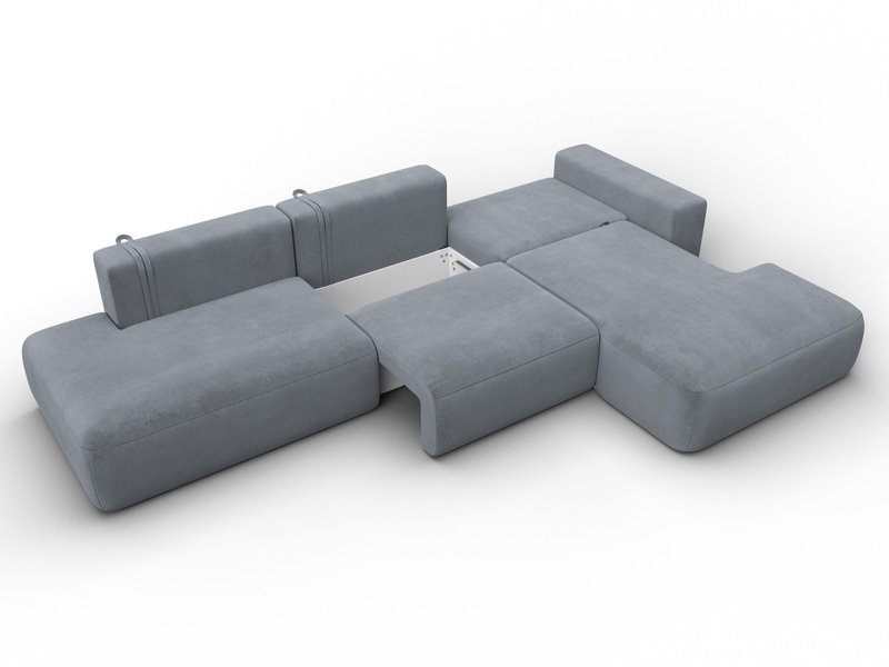 Диван угловой Лига-036 НПБ Модерн Лонг правый угол, Велюр, TOWER 10 серый