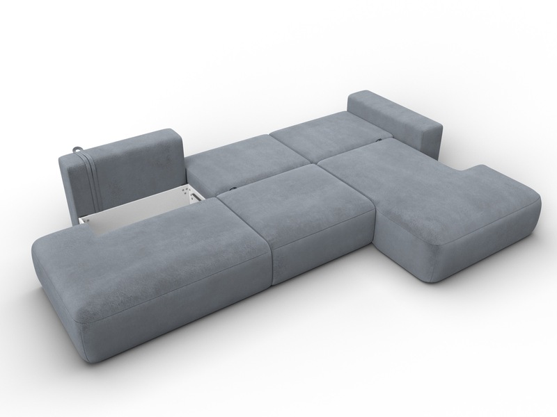 Диван угловой Лига-036 НПБ Модерн Лонг правый угол, Велюр, TOWER 10 серый