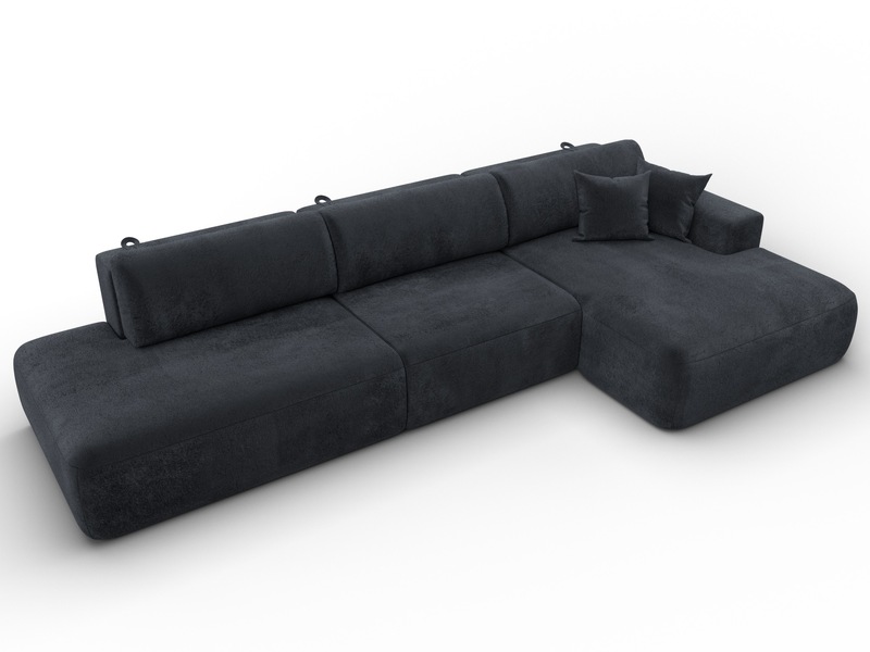 Диван угловой Лига-036 НПБ Модерн Лонг правый угол, Велюр, TOWER 11 темно-серый