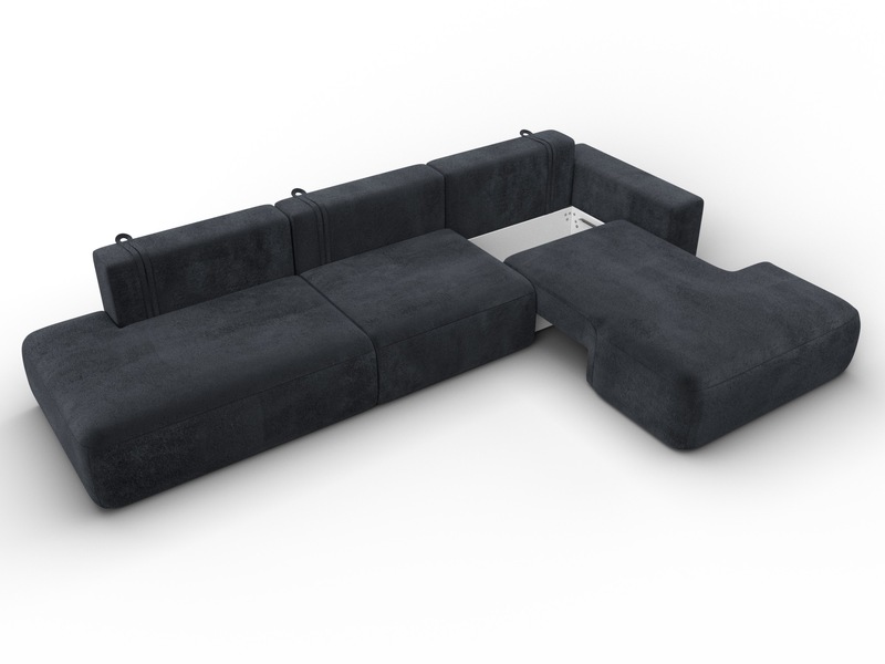 Диван угловой Лига-036 НПБ Модерн Лонг правый угол, Велюр, TOWER 11 темно-серый