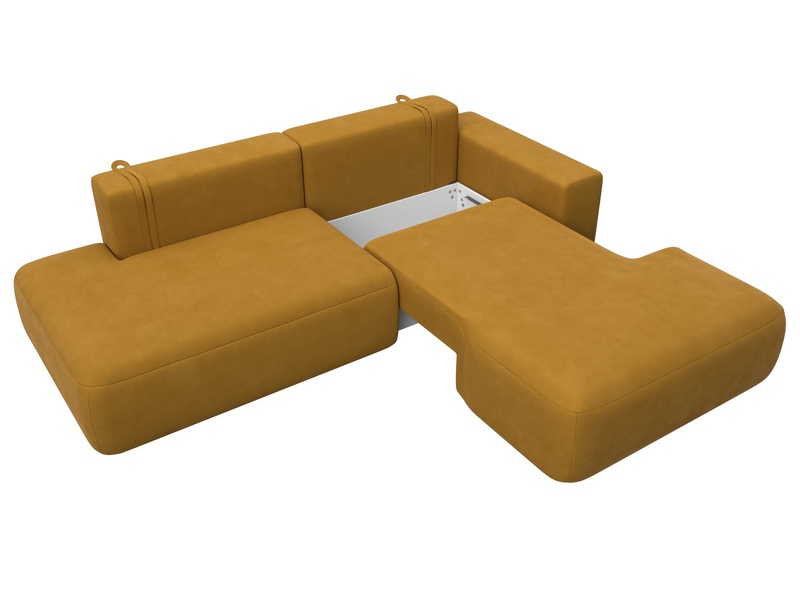 Диван угловой Лига-036 НПБ Модерн правый угол, Велюр, BRUT 10 желтый