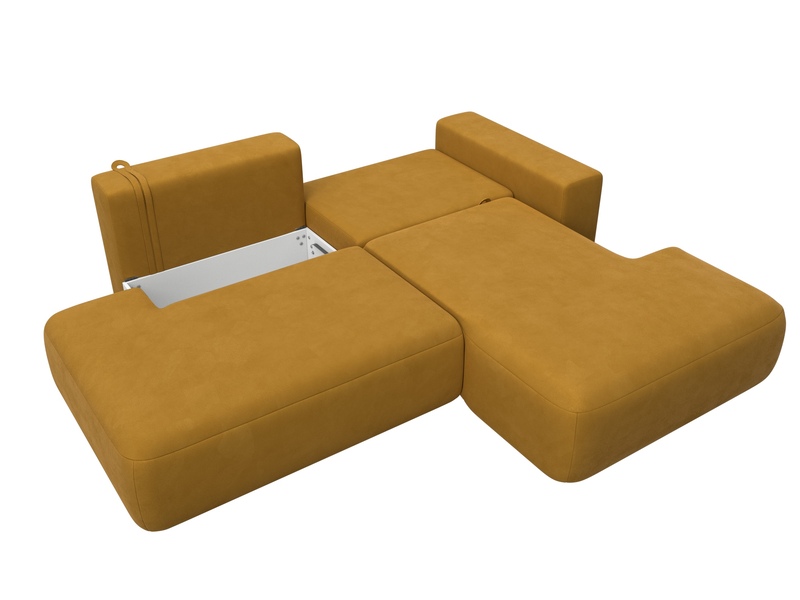 Диван угловой Лига-036 НПБ Модерн правый угол, Велюр, BRUT 10 желтый