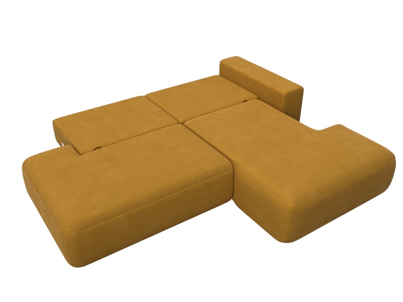 Диван угловой Лига-036 НПБ Модерн правый угол, Велюр, BRUT 10 желтый