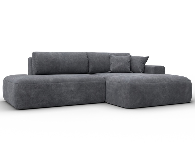 Диван угловой Лига-036 НПБ Модерн правый угол, Велюр, BRUT 16 темно-серый