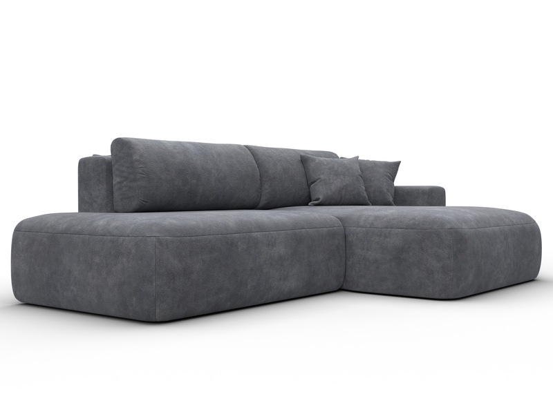 Диван угловой Лига-036 НПБ Модерн правый угол, Велюр, BRUT 16 темно-серый