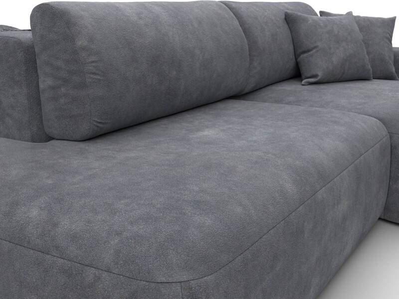 Диван угловой Лига-036 НПБ Модерн правый угол, Велюр, BRUT 16 темно-серый