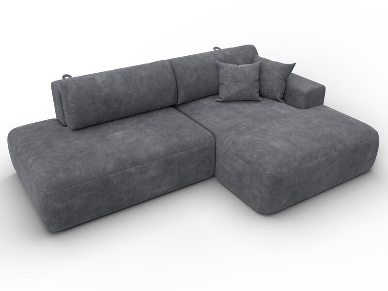 Диван угловой Лига-036 НПБ Модерн правый угол, Велюр, BRUT 16 темно-серый