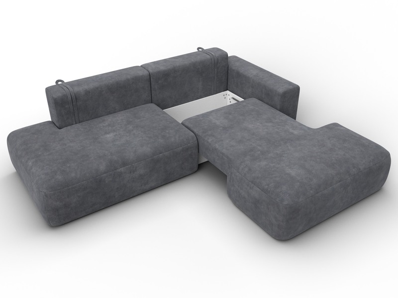 Диван угловой Лига-036 НПБ Модерн правый угол, Велюр, BRUT 16 темно-серый