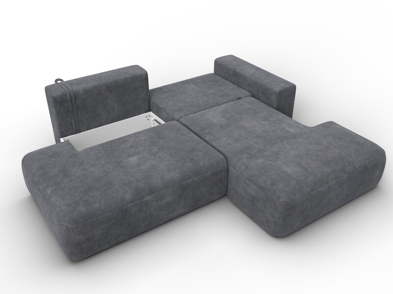 Диван угловой Лига-036 НПБ Модерн правый угол, Велюр, BRUT 16 темно-серый