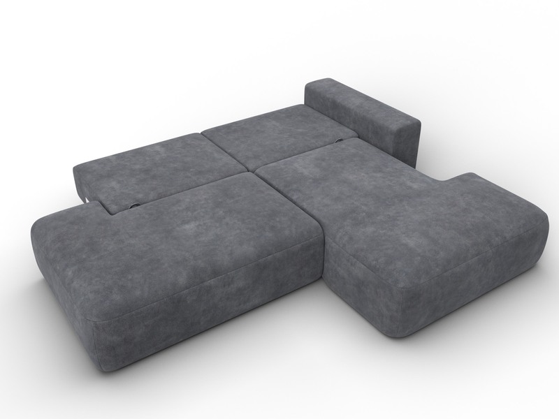 Диван угловой Лига-036 НПБ Модерн правый угол, Велюр, BRUT 16 темно-серый
