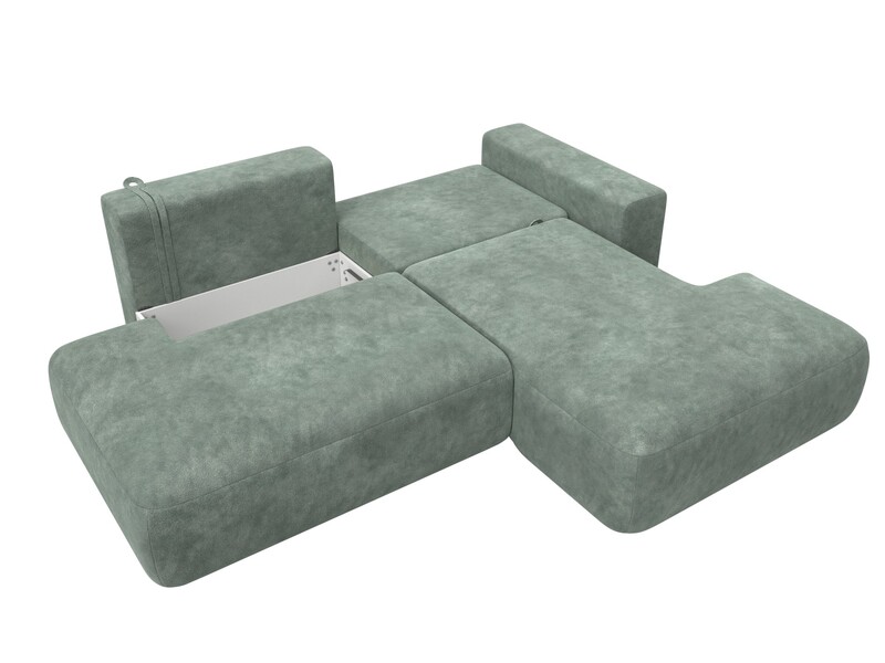 Диван угловой Лига-036 НПБ Модерн правый угол, Велюр, BRUT 08 зеленый