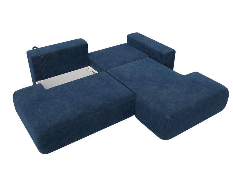 Диван угловой Лига-036 НПБ Модерн правый угол, Велюр, BRUT 11 синий