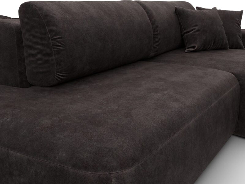 Диван угловой Лига-036 НПБ Модерн правый угол, Велюр, BRUT 17 коричневый