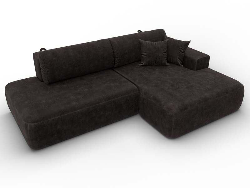 Диван угловой Лига-036 НПБ Модерн правый угол, Велюр, BRUT 17 коричневый