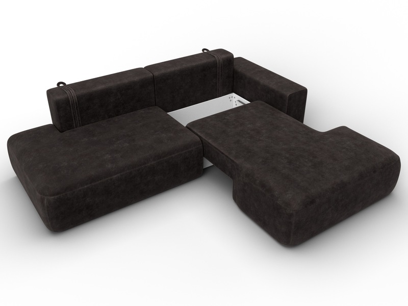 Диван угловой Лига-036 НПБ Модерн правый угол, Велюр, BRUT 17 коричневый