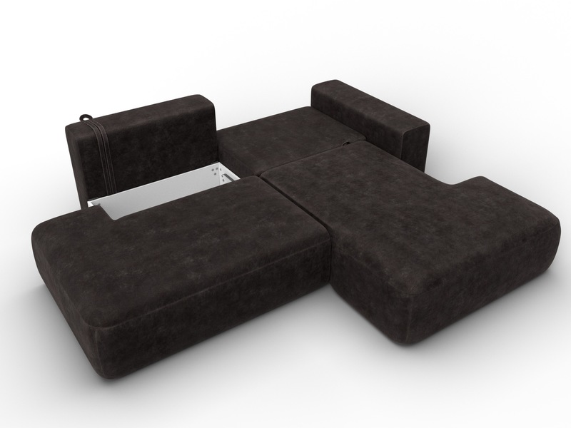 Диван угловой Лига-036 НПБ Модерн правый угол, Велюр, BRUT 17 коричневый