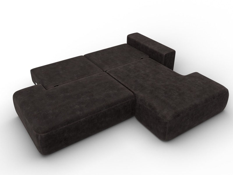 Диван угловой Лига-036 НПБ Модерн правый угол, Велюр, BRUT 17 коричневый