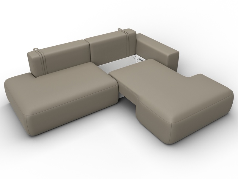 Диван угловой Лига-036 НПБ Модерн правый угол, Экокожа, GRIFON 04 бежевый