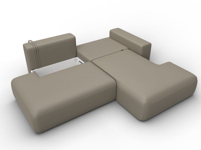 Диван угловой Лига-036 НПБ Модерн правый угол, Экокожа, GRIFON 04 бежевый