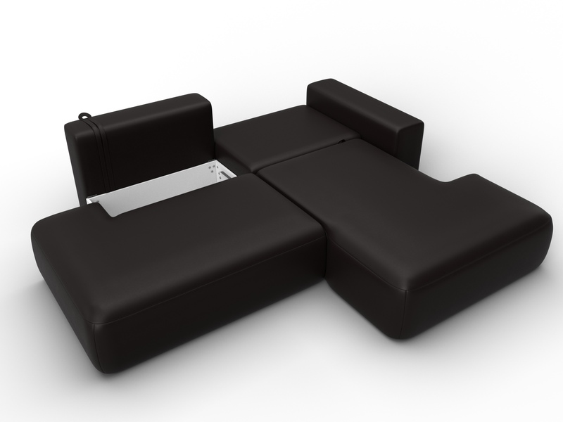 Диван угловой Лига-036 НПБ Модерн правый угол, Экокожа, GRIFON 12 коричневый