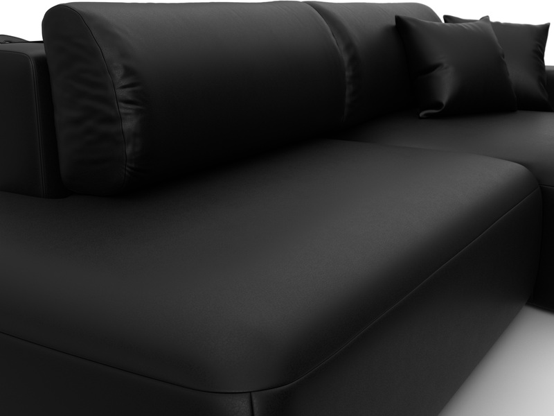 Диван угловой Лига-036 НПБ Модерн правый угол, Экокожа, GRIFON 18 черный