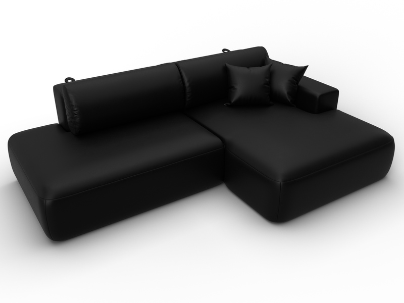 Диван угловой Лига-036 НПБ Модерн правый угол, Экокожа, GRIFON 18 черный