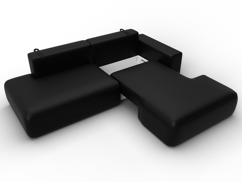 Диван угловой Лига-036 НПБ Модерн правый угол, Экокожа, GRIFON 18 черный