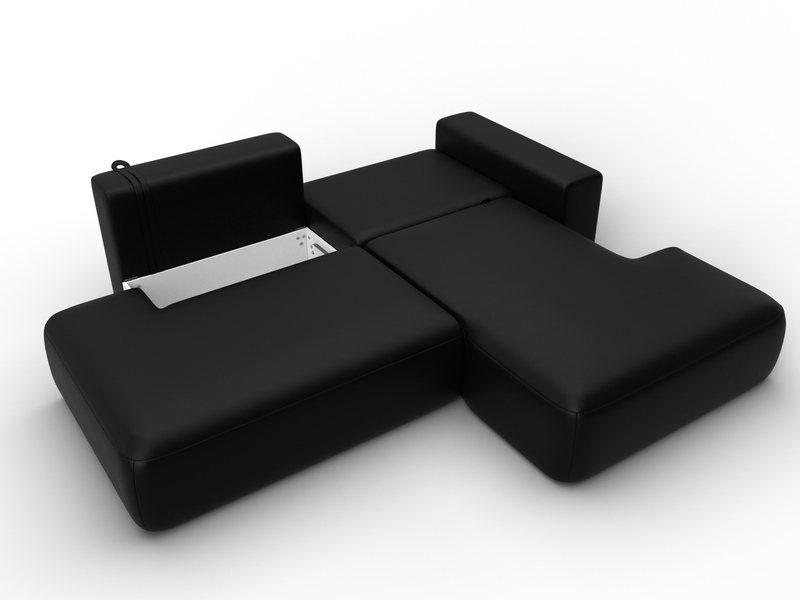 Диван угловой Лига-036 НПБ Модерн правый угол, Экокожа, GRIFON 18 черный