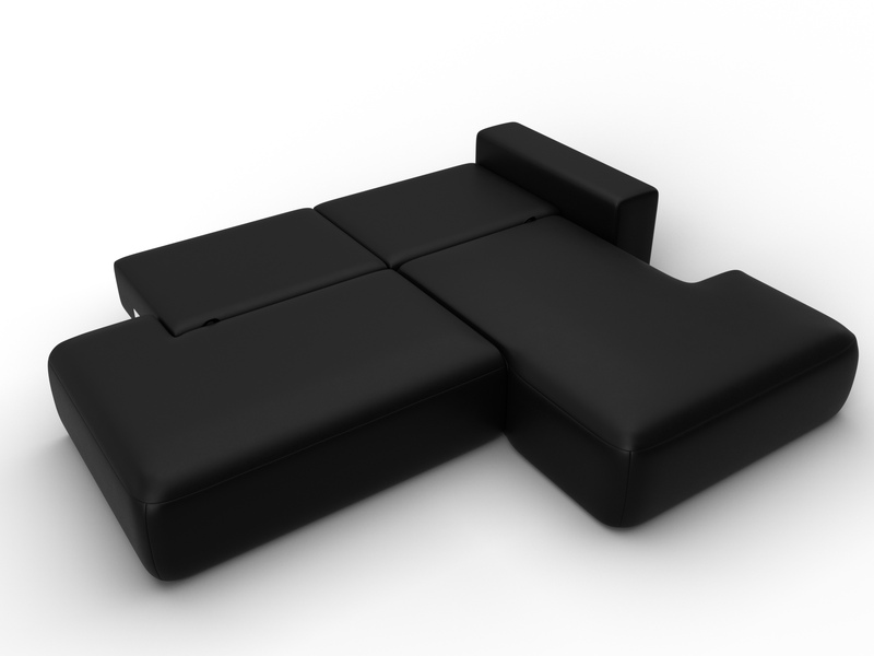 Диван угловой Лига-036 НПБ Модерн правый угол, Экокожа, GRIFON 18 черный