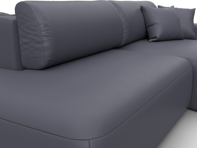 Диван угловой Лига-036 НПБ Модерн правый угол, Экокожа, GRIFON 15 серый